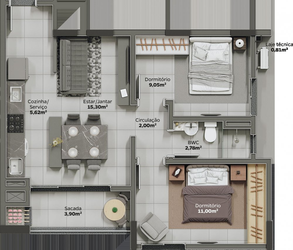 Apartamento, 2 quartos, 58 m² - Foto 19