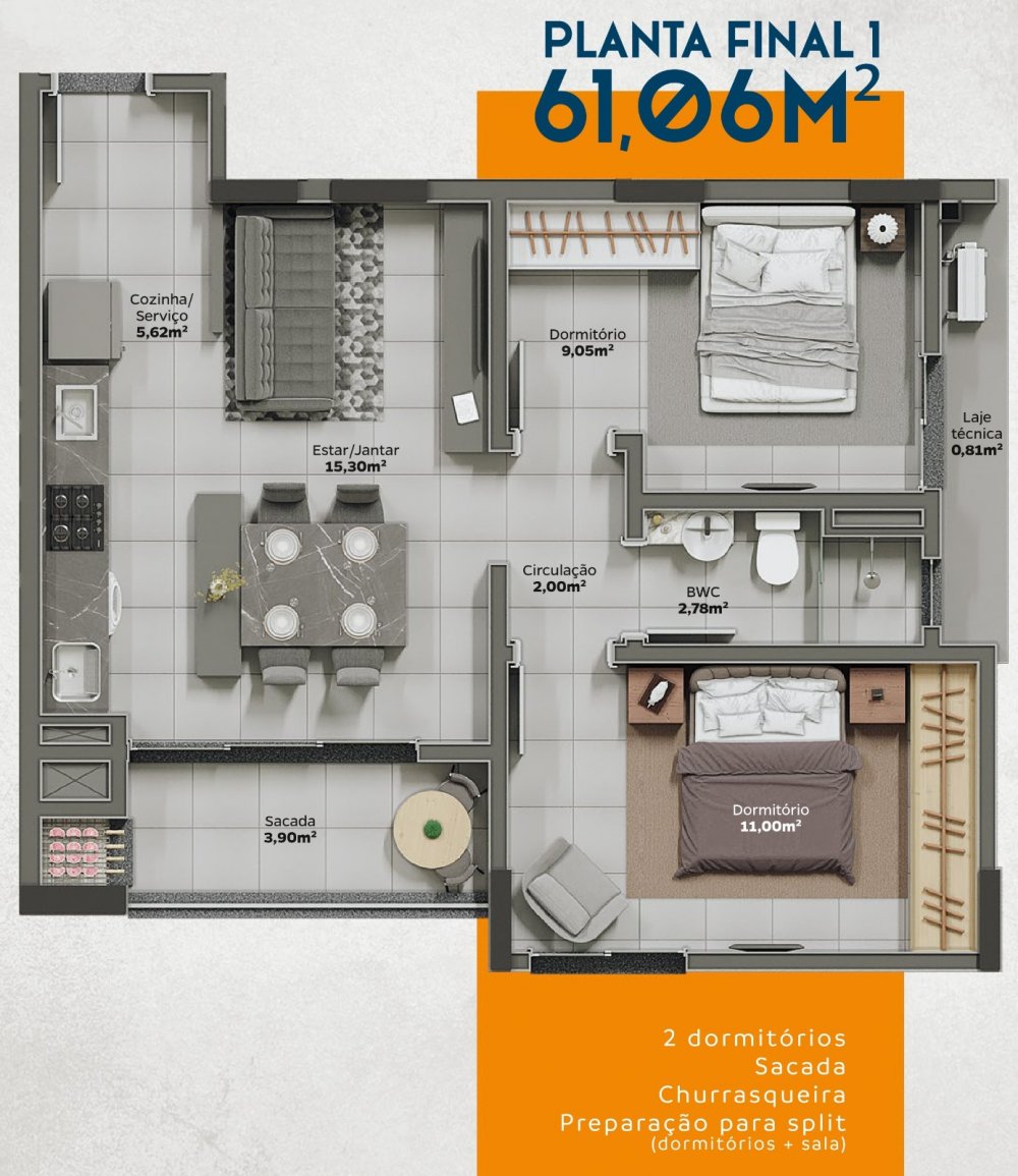 Apartamento, 2 quartos, 58 m² - Foto 14